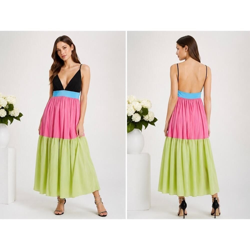 M Missoni color block silk maxi dress IT42/US6